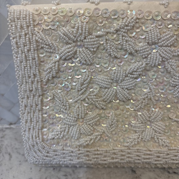 Vintage Beaded & Sequins Clutch Purse - Hand‎ Made in Crown Colony of Hong Kong
